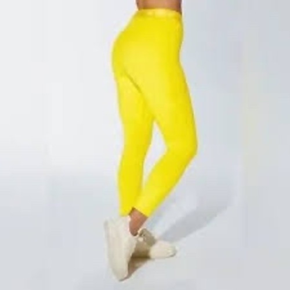Yitty Yellow High Waisted Cropped Leggings Womens 1X LG2252122-9066-50770